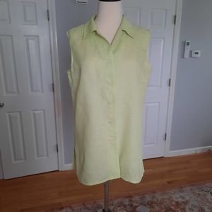 Linen sleeveless button-down top